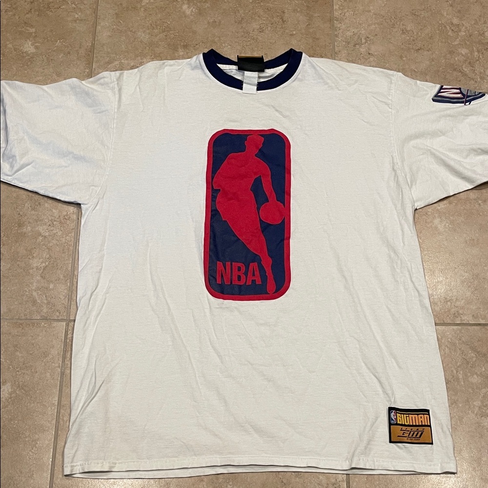 Vintage Y2K NBA White, Blue and Red Men's Ringer Tee 3X